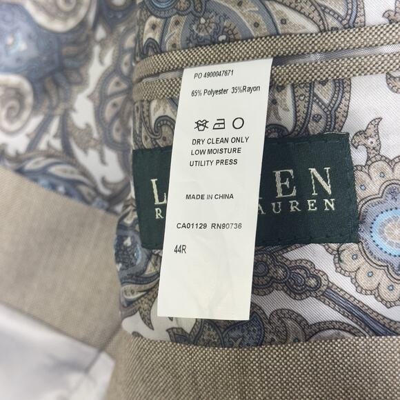 Lauren Ralph Lauren Men’s Blazer 44R Gold Tan Textured Weave Paisley Lined NWT - Picture 8 of 10